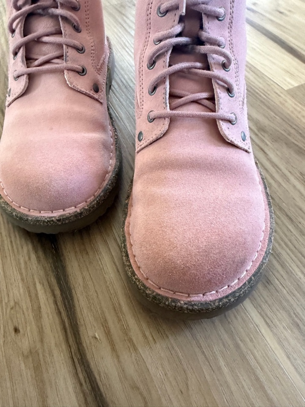 RARE Birkenstock Bryson Lace-Up Combat Boots in Soft Pink Suede 38 - Picture 4 of 10